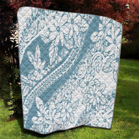 Polynesia Quilt Polynesian Tropical Flowers Blue Pastel Vibes - Wonder Print Shop