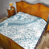 Polynesia Quilt Polynesian Tropical Flowers Blue Pastel Vibes - Wonder Print Shop