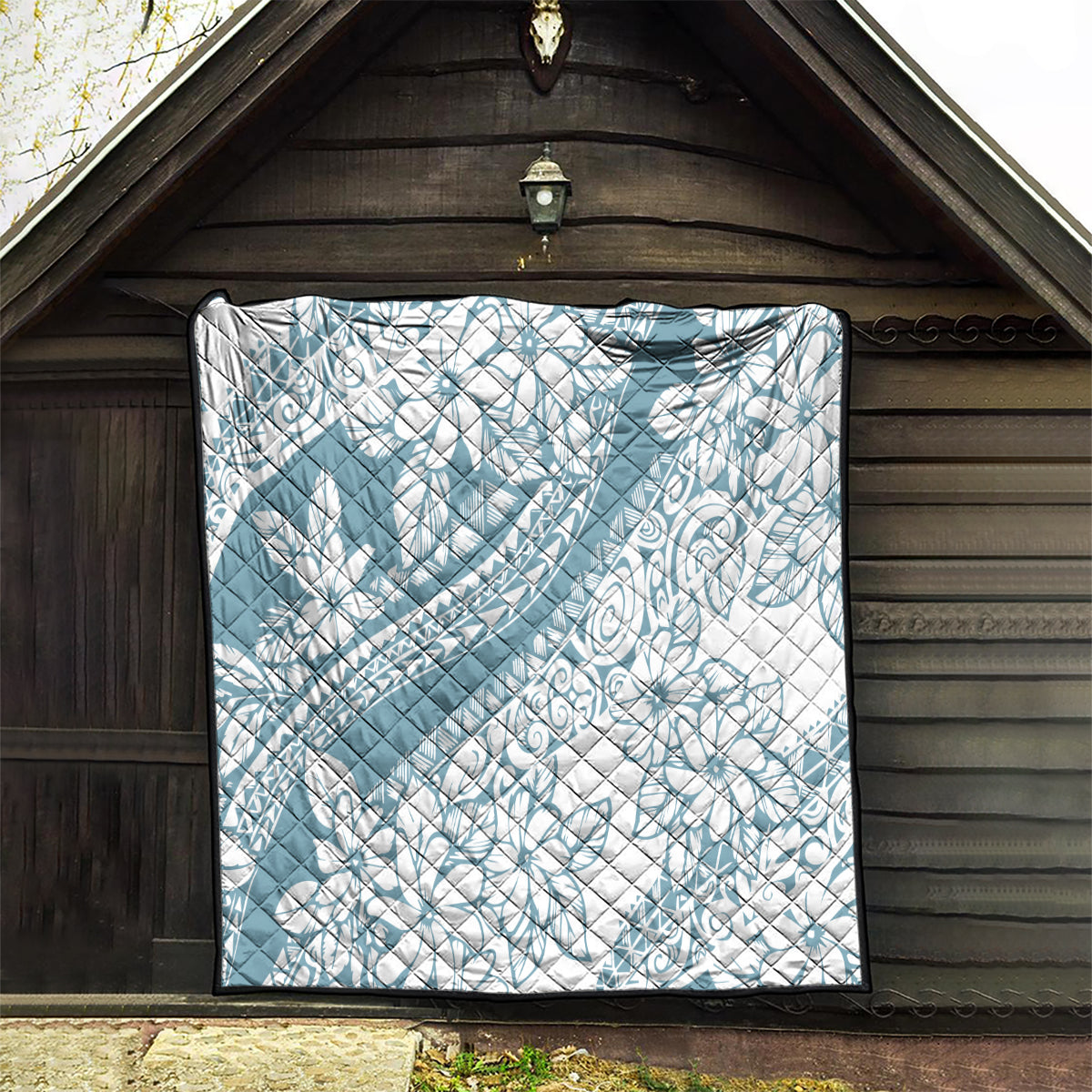 Polynesia Quilt Polynesian Tropical Flowers Blue Pastel Vibes - Wonder Print Shop