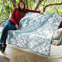 Polynesia Quilt Polynesian Tropical Flowers Blue Pastel Vibes - Wonder Print Shop