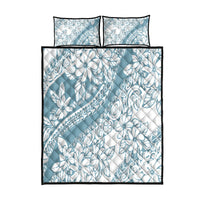Polynesia Quilt Bed Set Polynesian Tropical Flowers Blue Pastel Vibes - Wonder Print Shop