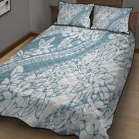 Polynesia Quilt Bed Set Polynesian Tropical Flowers Blue Pastel Vibes - Wonder Print Shop