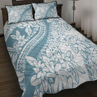Polynesia Quilt Bed Set Polynesian Tropical Flowers Blue Pastel Vibes - Wonder Print Shop