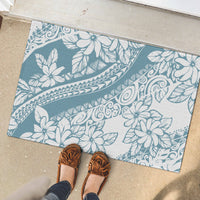 Polynesia Rubber Doormat Polynesian Tropical Flowers Blue Pastel Vibes - Wonder Print Shop