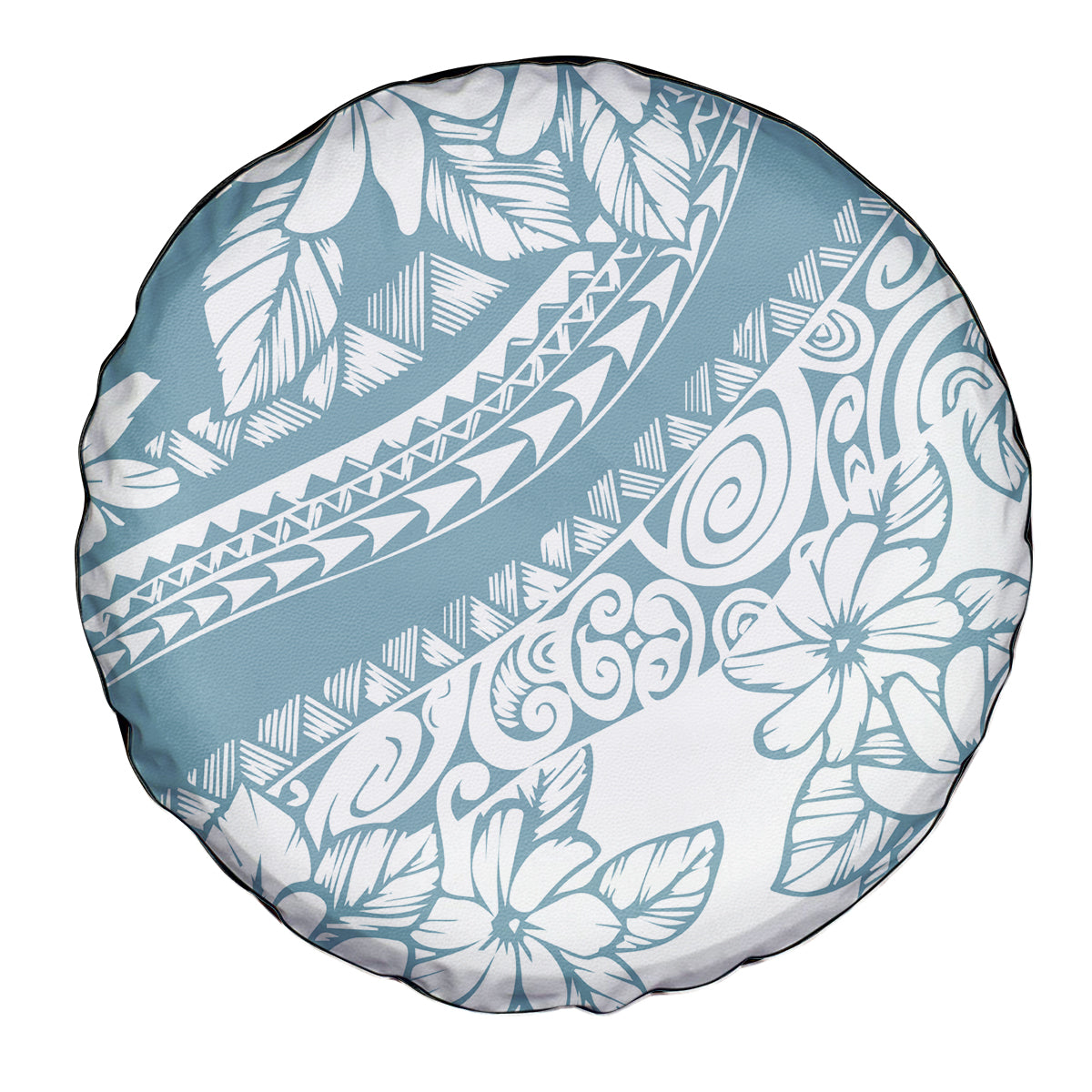Polynesia Spare Tire Cover Polynesian Tropical Flowers Blue Pastel Vibes - Wonder Print Shop