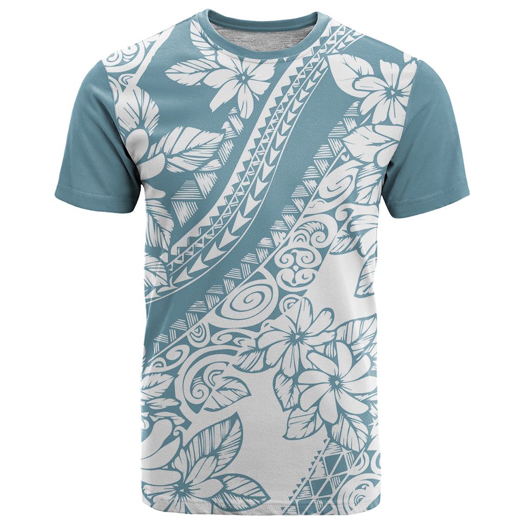 Polynesia T Shirt Polynesian Tropical Flowers Blue Pastel Vibes - Wonder Print Shop