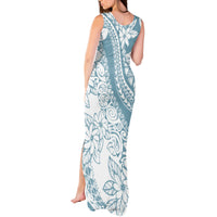 Polynesia Tank Maxi Dress Polynesian Tropical Flowers Blue Pastel Vibes - Wonder Print Shop