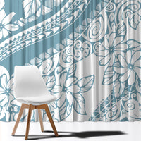 Polynesia Window Curtain Polynesian Tropical Flowers Blue Pastel Vibes - Wonder Print Shop