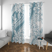 Polynesia Window Curtain Polynesian Tropical Flowers Blue Pastel Vibes - Wonder Print Shop