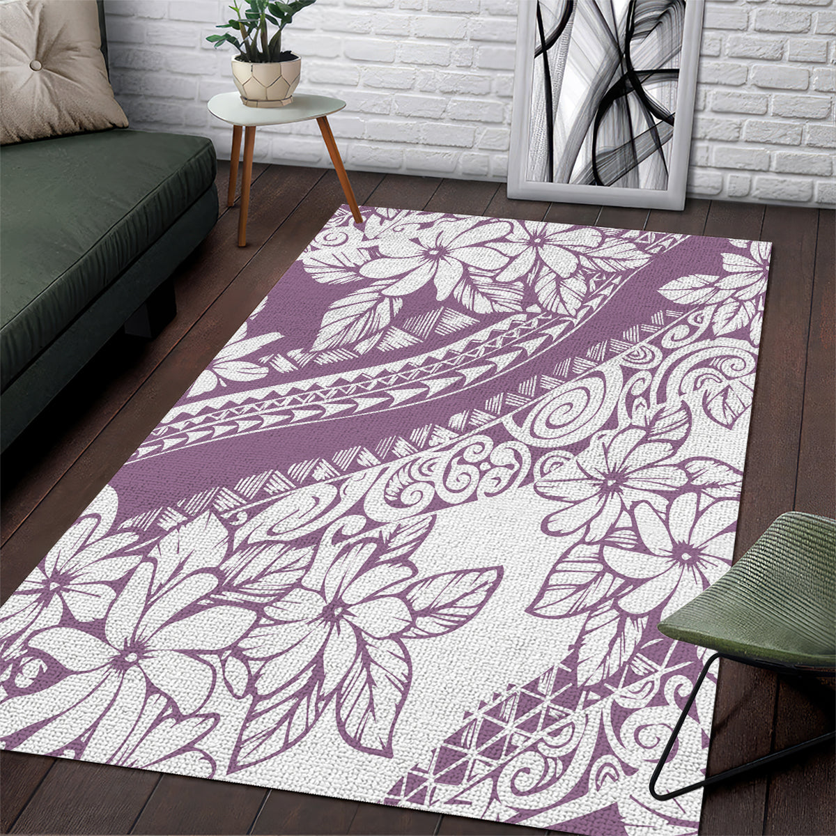 Polynesia Area Rug Polynesian Tropical Flowers Purple Pastel Vibes - Wonder Print Shop