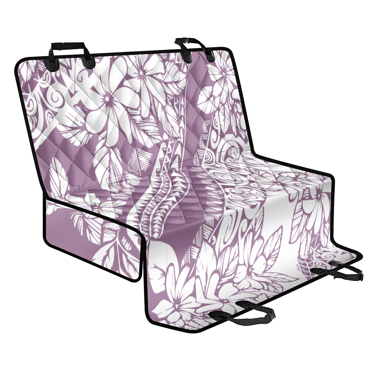 Polynesia Back Car Seat Cover Polynesian Tropical Flowers Purple Pastel Vibes - Wonder Print Shop