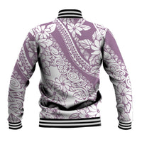 Polynesia Baseball Jacket Polynesian Tropical Flowers Purple Pastel Vibes - Wonder Print Shop