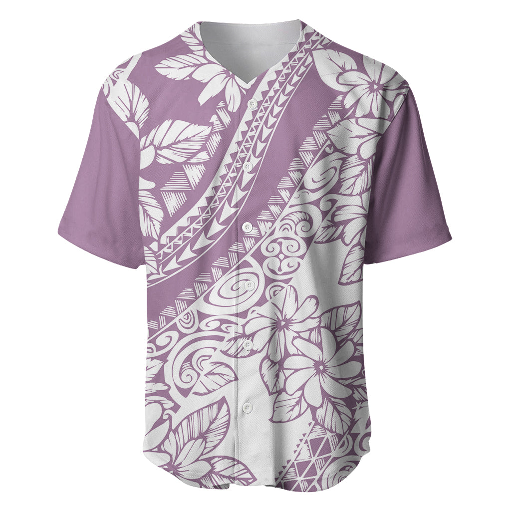Polynesia Baseball Jersey Polynesian Tropical Flowers Purple Pastel Vibes - Wonder Print Shop