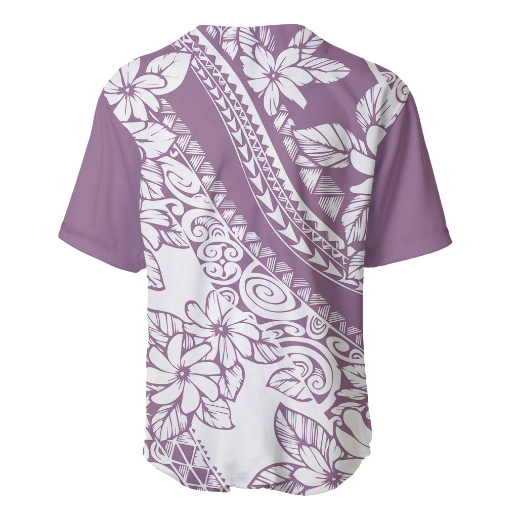 Polynesia Baseball Jersey Polynesian Tropical Flowers Purple Pastel Vibes - Wonder Print Shop