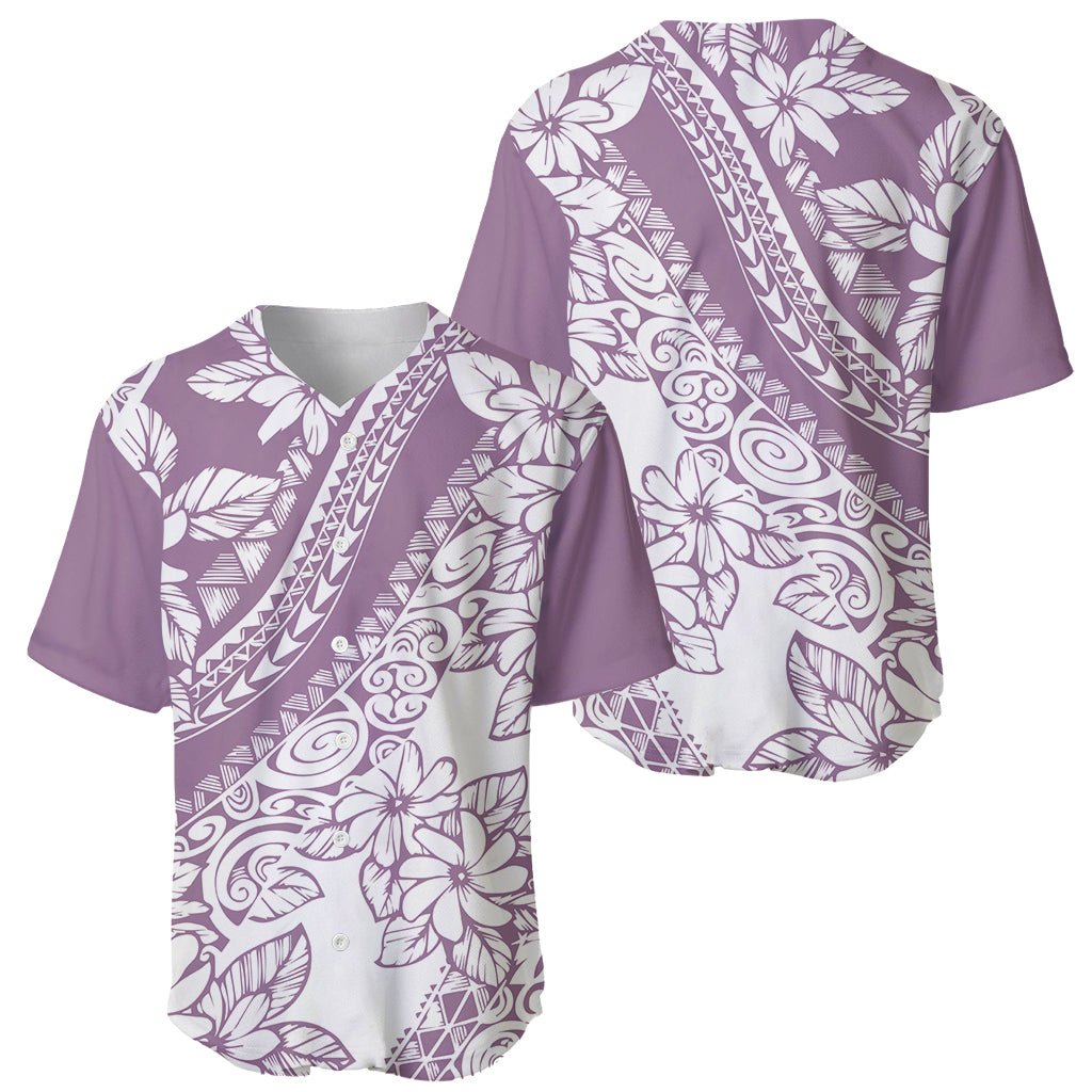 Polynesia Baseball Jersey Polynesian Tropical Flowers Purple Pastel Vibes - Wonder Print Shop