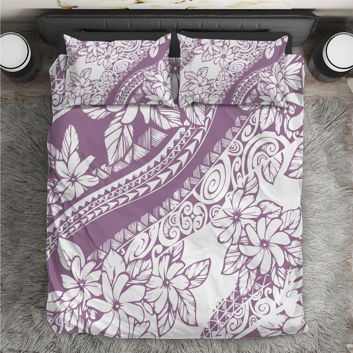 Polynesia Bedding Set Polynesian Tropical Flowers Purple Pastel Vibes - Wonder Print Shop