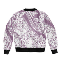 Polynesia Bomber Jacket Polynesian Tropical Flowers Purple Pastel Vibes - Wonder Print Shop