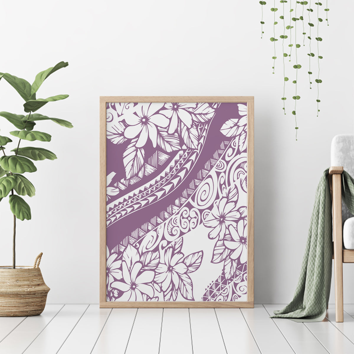 Polynesia Canvas Wall Art Polynesian Tropical Flowers Purple Pastel Vibes - Wonder Print Shop