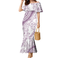 Polynesia Family Matching Mermaid Dress and Hawaiian Shirt Polynesian Tropical Flowers Purple Pastel Vibes - Wonder Print Shop
