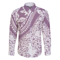 Polynesia Family Matching Off Shoulder Maxi Dress and Hawaiian Shirt Polynesian Tropical Flowers Purple Pastel Vibes - Wonder Print Shop