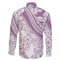 Polynesia Family Matching Off Shoulder Short Dress and Hawaiian Shirt Polynesian Tropical Flowers Purple Pastel Vibes - Wonder Print Shop