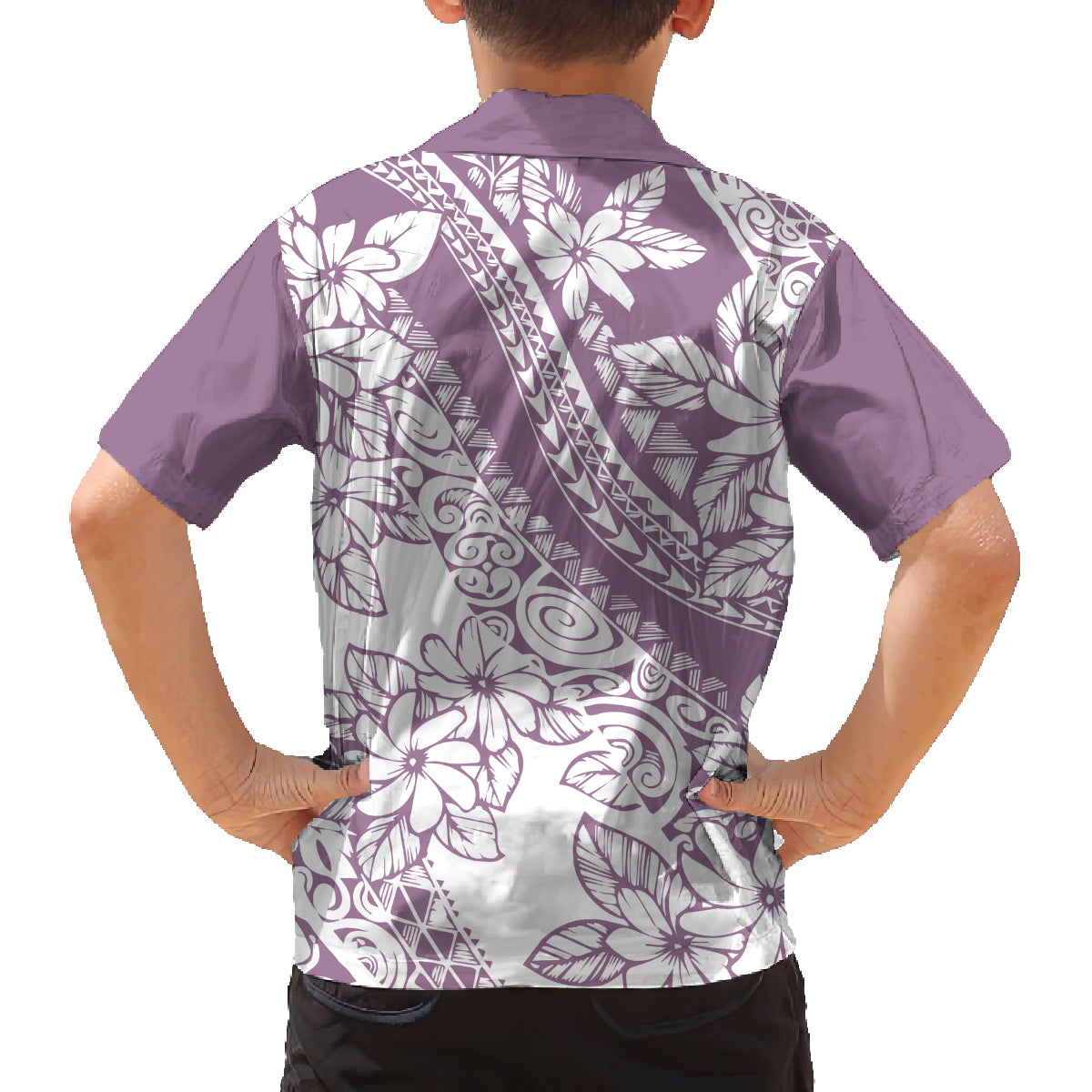 Polynesia Family Matching Puletasi Dress and Hawaiian Shirt Polynesian Tropical Flowers Purple Pastel Vibes - Wonder Print Shop