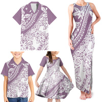Polynesia Family Matching Tank Maxi Dress and Hawaiian Shirt Polynesian Tropical Flowers Purple Pastel Vibes - Wonder Print Shop
