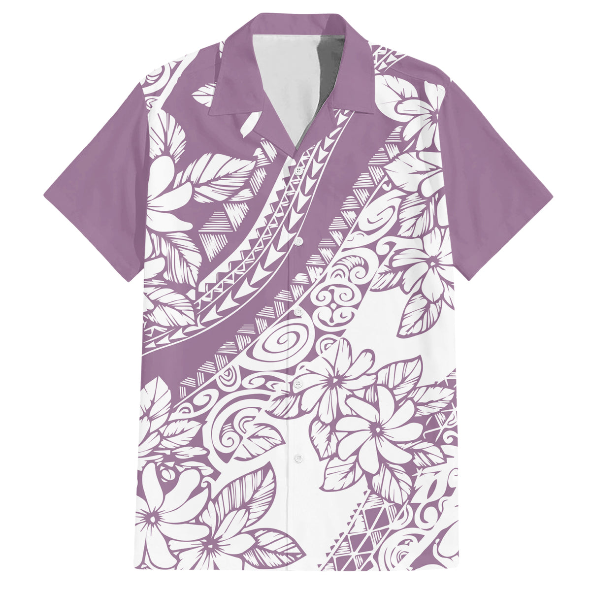 Polynesia Hawaiian Shirt Polynesian Tropical Flowers Purple Pastel Vibes - Wonder Print Shop
