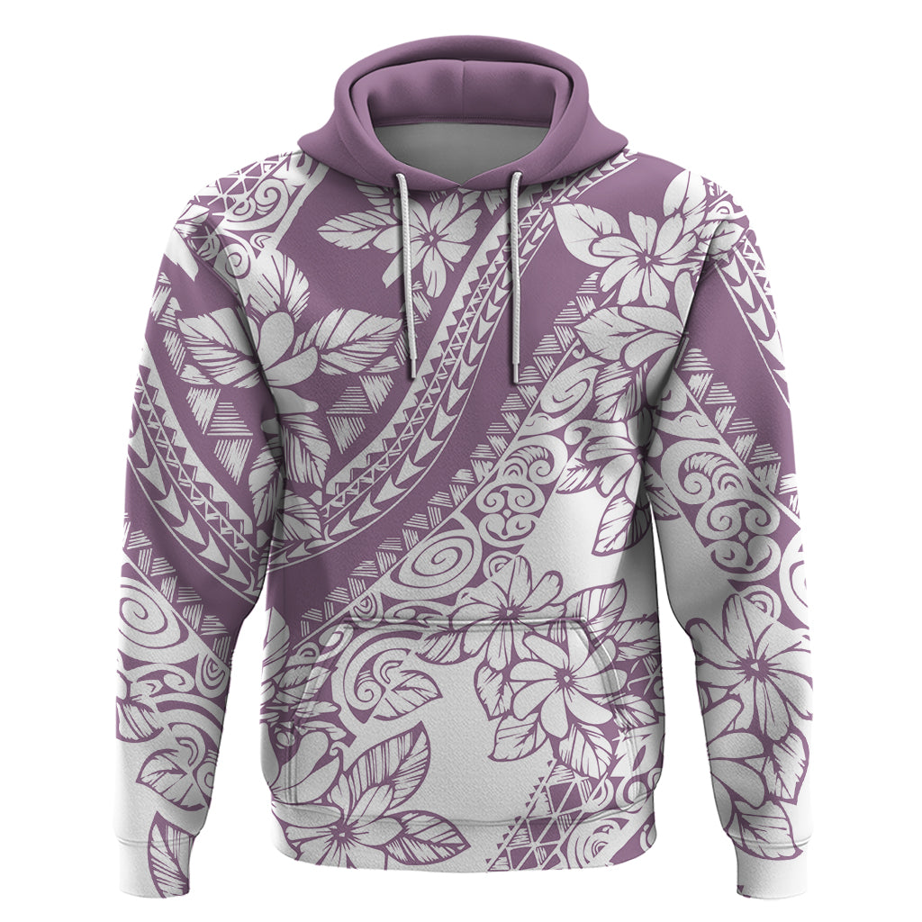 Polynesia Hoodie Polynesian Tropical Flowers Purple Pastel Vibes - Wonder Print Shop