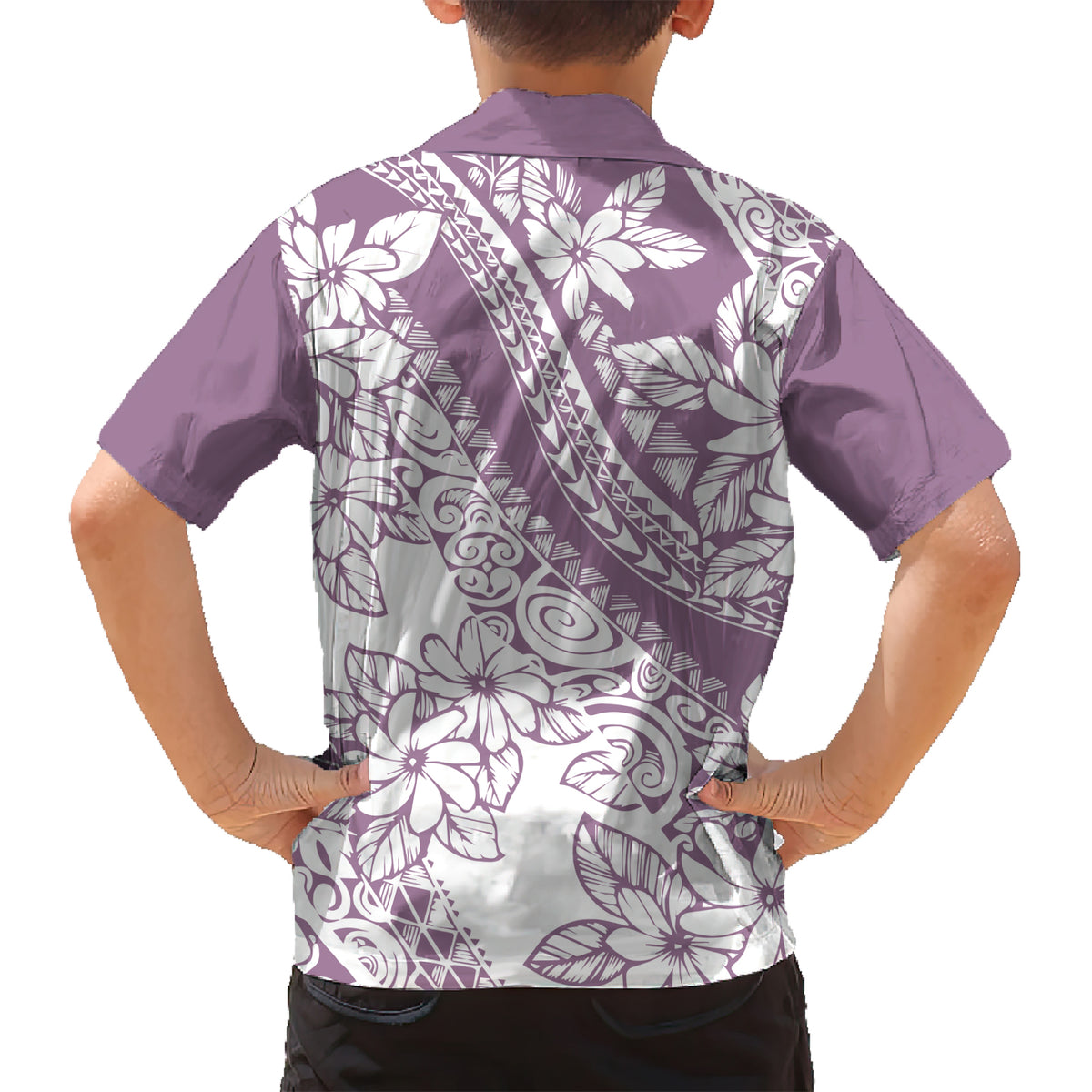 Polynesia Kid Hawaiian Shirt Polynesian Tropical Flowers Purple Pastel Vibes - Wonder Print Shop