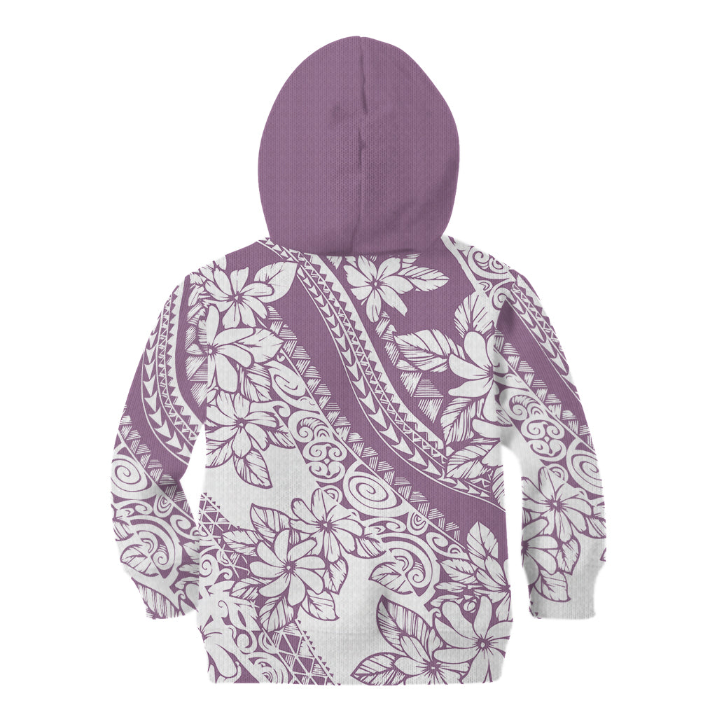 Polynesia Kid Hoodie Polynesian Tropical Flowers Purple Pastel Vibes - Wonder Print Shop