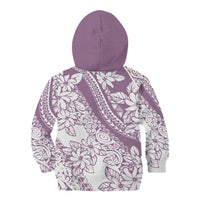 Polynesia Kid Hoodie Polynesian Tropical Flowers Purple Pastel Vibes - Wonder Print Shop