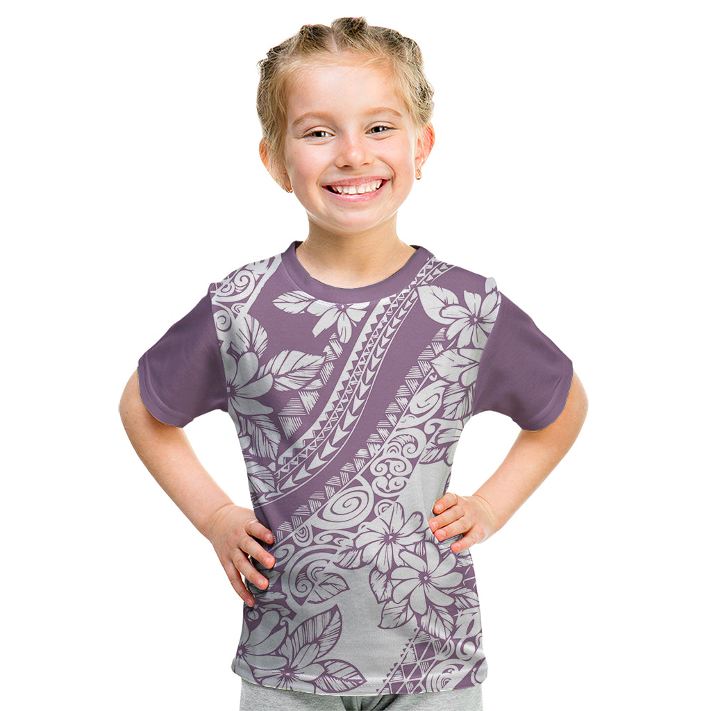 Polynesia Kid T Shirt Polynesian Tropical Flowers Purple Pastel Vibes - Wonder Print Shop