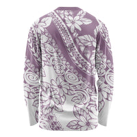 Polynesia Long Sleeve Shirt Polynesian Tropical Flowers Purple Pastel Vibes - Wonder Print Shop