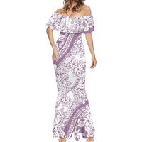 Polynesia Mermaid Dress Polynesian Tropical Flowers Purple Pastel Vibes - Wonder Print Shop