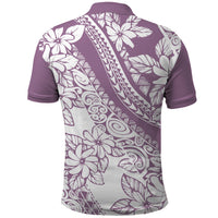 Polynesia Polo Shirt Polynesian Tropical Flowers Purple Pastel Vibes - Wonder Print Shop