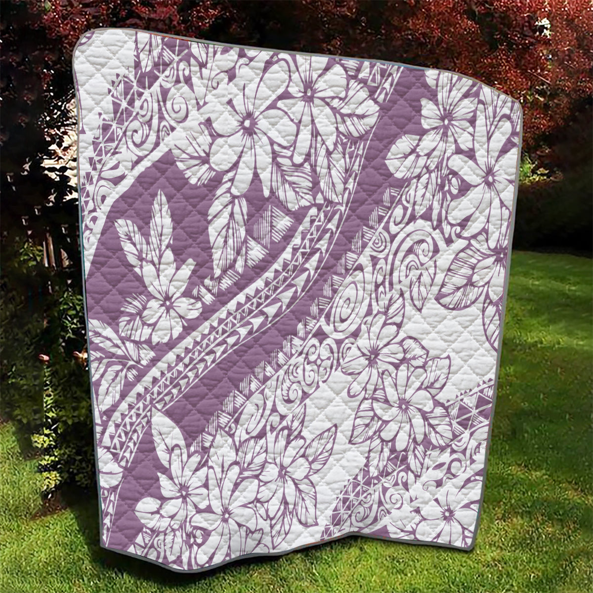 Polynesia Quilt Polynesian Tropical Flowers Purple Pastel Vibes - Wonder Print Shop