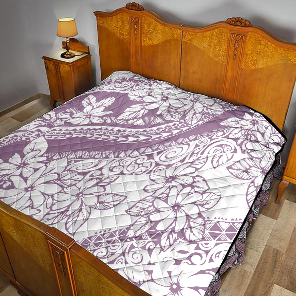 Polynesia Quilt Polynesian Tropical Flowers Purple Pastel Vibes - Wonder Print Shop