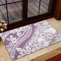 Polynesia Rubber Doormat Polynesian Tropical Flowers Purple Pastel Vibes - Wonder Print Shop