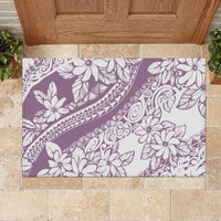 Polynesia Rubber Doormat Polynesian Tropical Flowers Purple Pastel Vibes - Wonder Print Shop