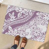 Polynesia Rubber Doormat Polynesian Tropical Flowers Purple Pastel Vibes - Wonder Print Shop