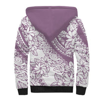 Polynesia Sherpa Hoodie Polynesian Tropical Flowers Purple Pastel Vibes - Wonder Print Shop
