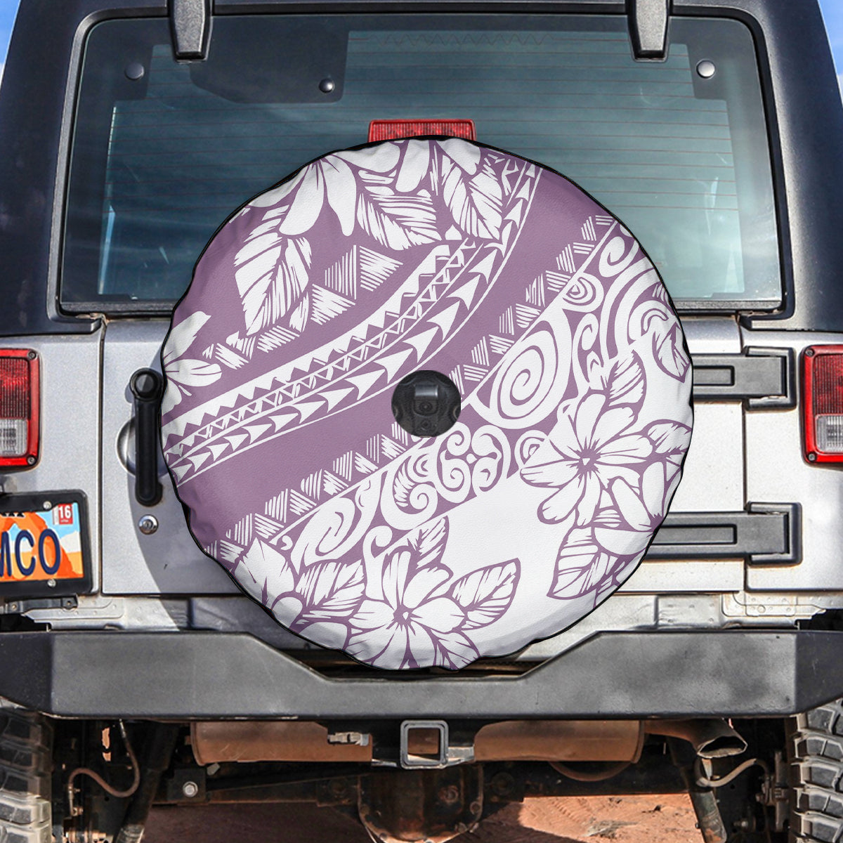 Polynesia Spare Tire Cover Polynesian Tropical Flowers Purple Pastel Vibes - Wonder Print Shop