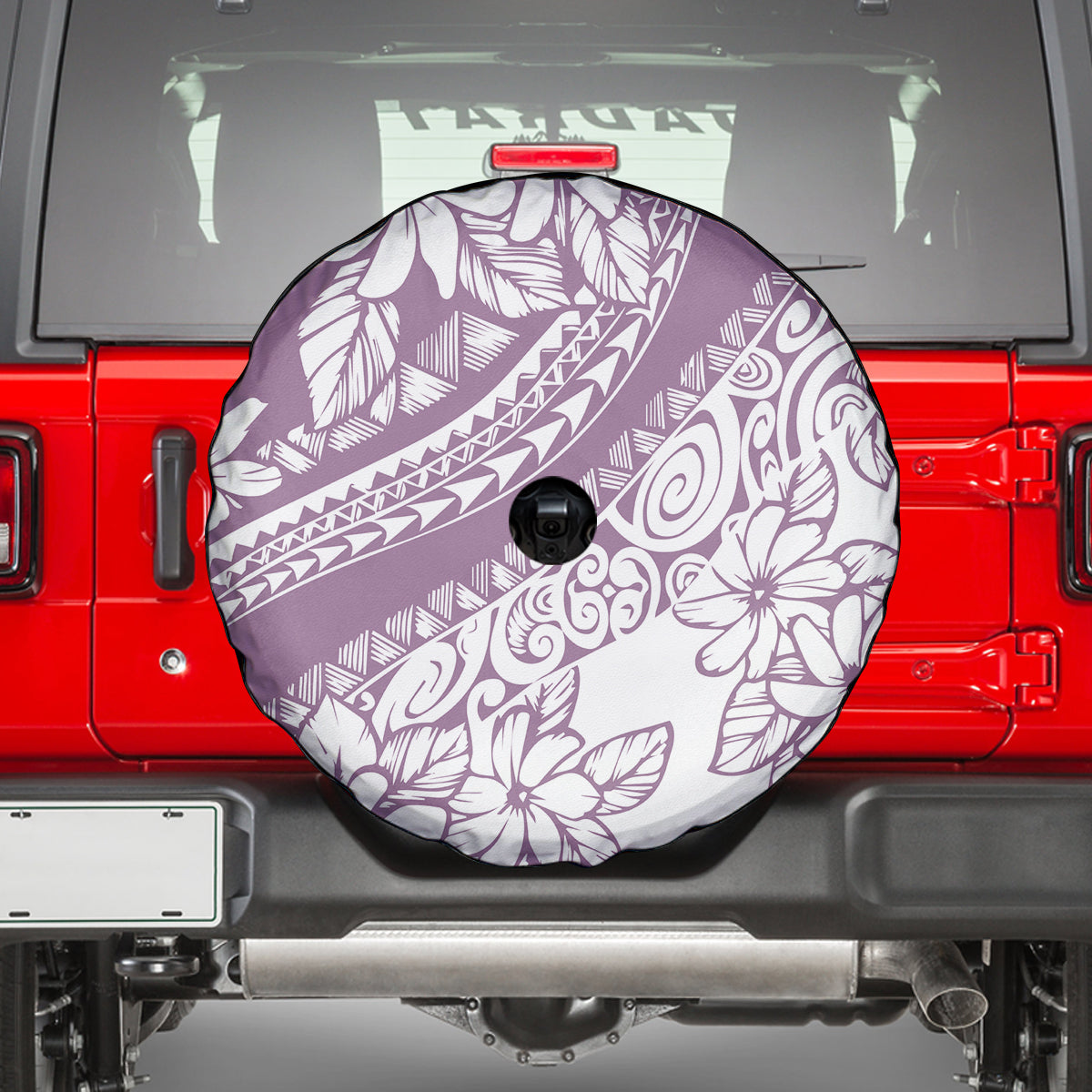 Polynesia Spare Tire Cover Polynesian Tropical Flowers Purple Pastel Vibes - Wonder Print Shop