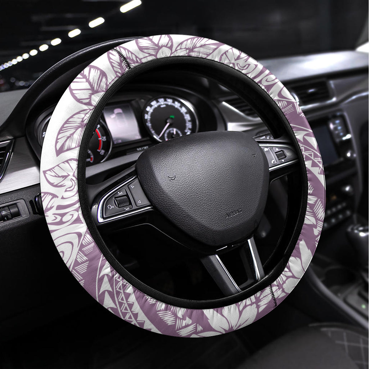 Polynesia Steering Wheel Cover Polynesian Tropical Flowers Purple Pastel Vibes - Wonder Print Shop