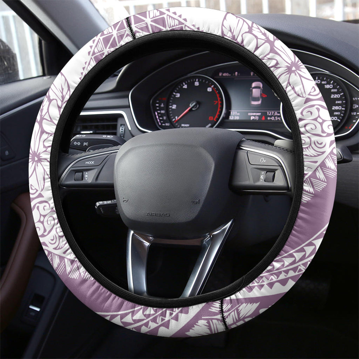 Polynesia Steering Wheel Cover Polynesian Tropical Flowers Purple Pastel Vibes - Wonder Print Shop