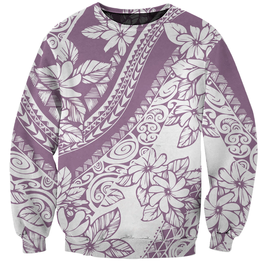 Polynesia Sweatshirt Polynesian Tropical Flowers Purple Pastel Vibes - Wonder Print Shop