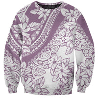 Polynesia Sweatshirt Polynesian Tropical Flowers Purple Pastel Vibes - Wonder Print Shop