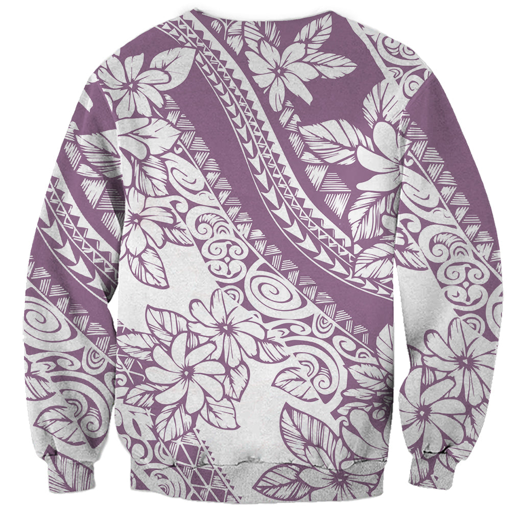 Polynesia Sweatshirt Polynesian Tropical Flowers Purple Pastel Vibes - Wonder Print Shop