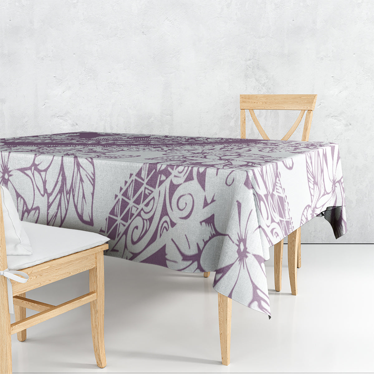Polynesia Tablecloth Polynesian Tropical Flowers Purple Pastel Vibes - Wonder Print Shop